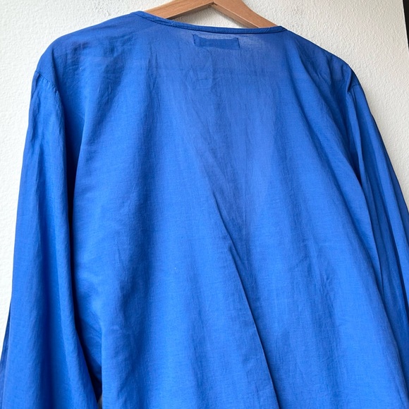 Faithfull the Brand Royal Blue Mantra plunging V-neck cotton Cover Up Dress Sz L - Picture 10 of 16